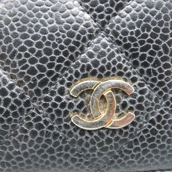 Vintage Chanel Black Caviar Leather Leather Long Bag Wallet - Picture 8 of 16